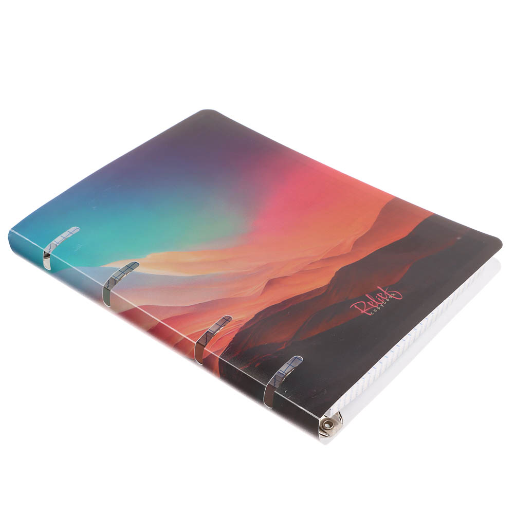 Тетрадь на кольцах А5, 80 л., клетка, обложка пластик, белый блок, микс, арт.№ 578-182