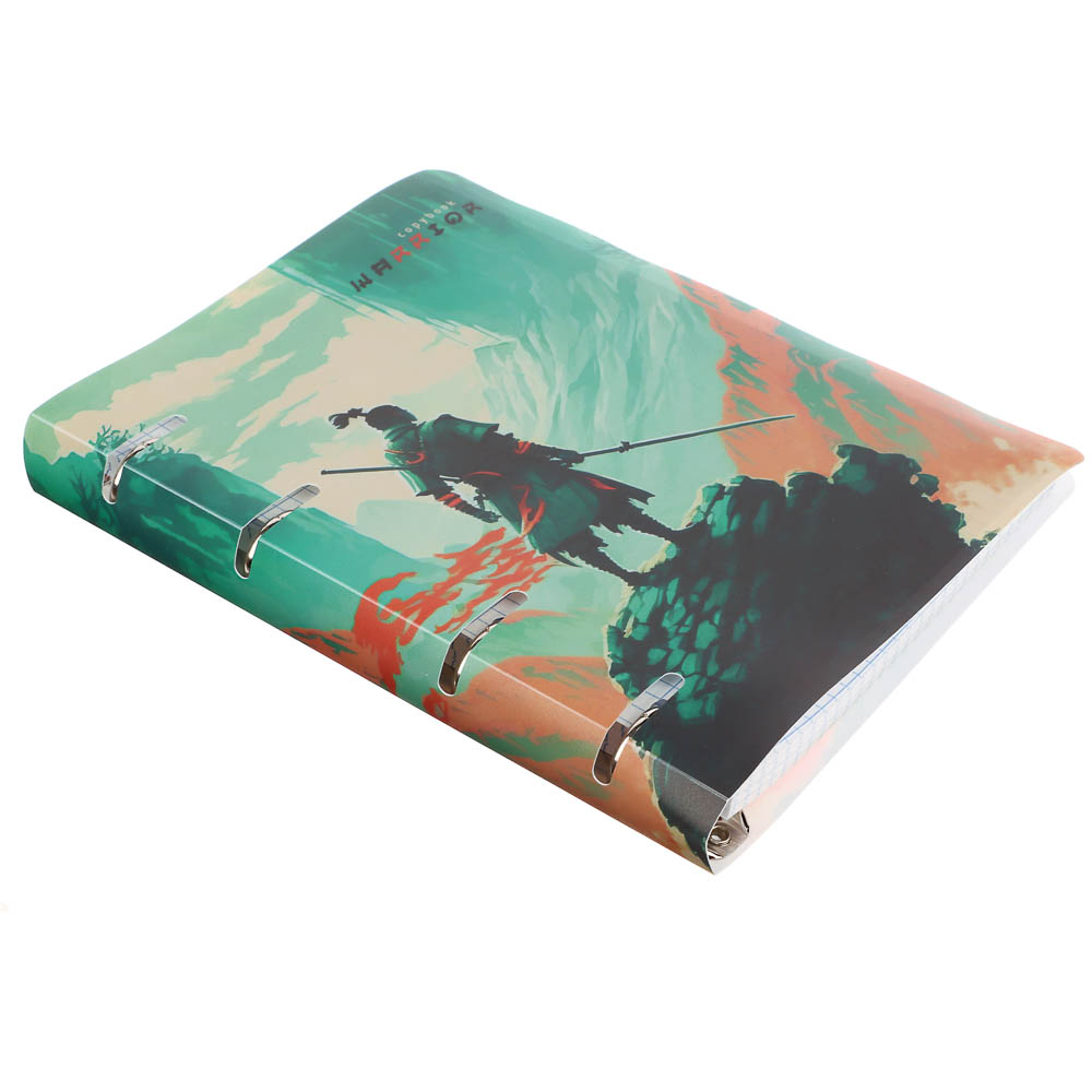 Тетрадь на кольцах А5, 80 л., клетка, обложка пластик, белый блок, микс, арт.№ 578-182