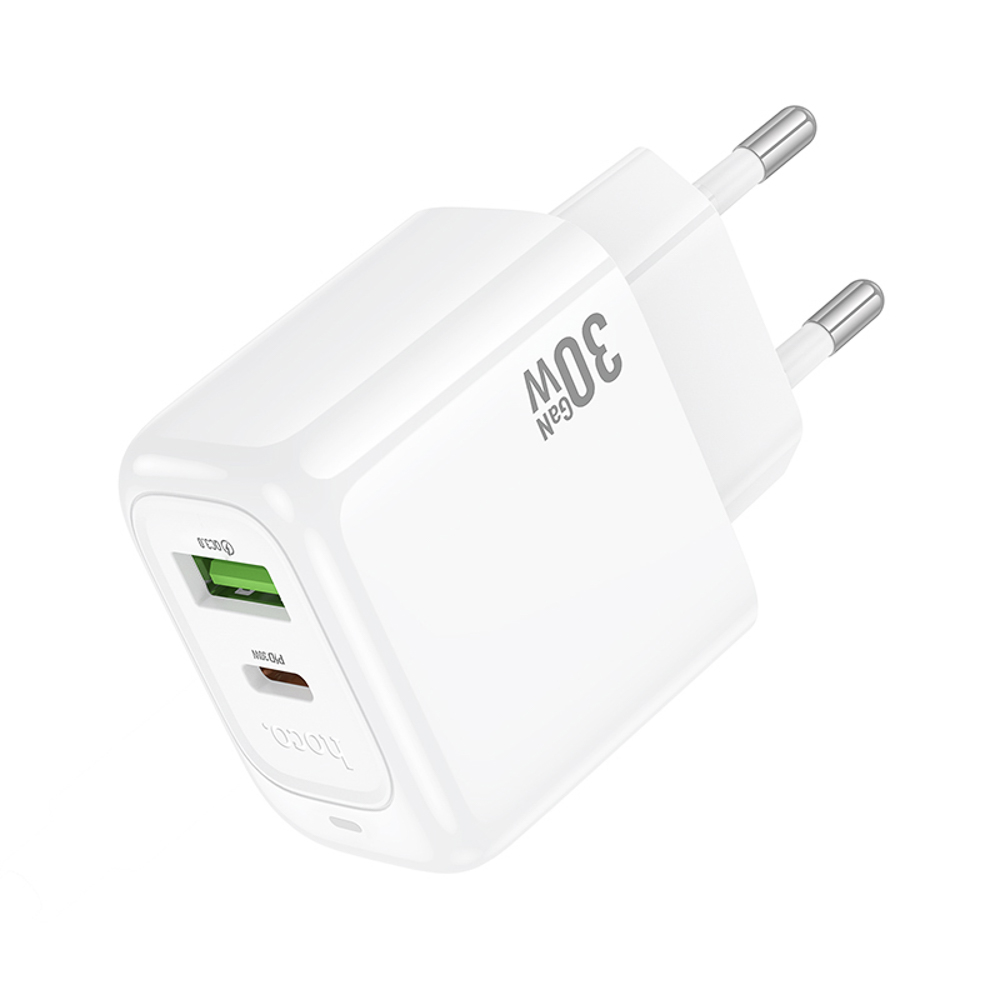 Сетевое зарядное устройство hoco. модель CS55A, USB+C 30W, цвет: белый, арт.№ 916-271