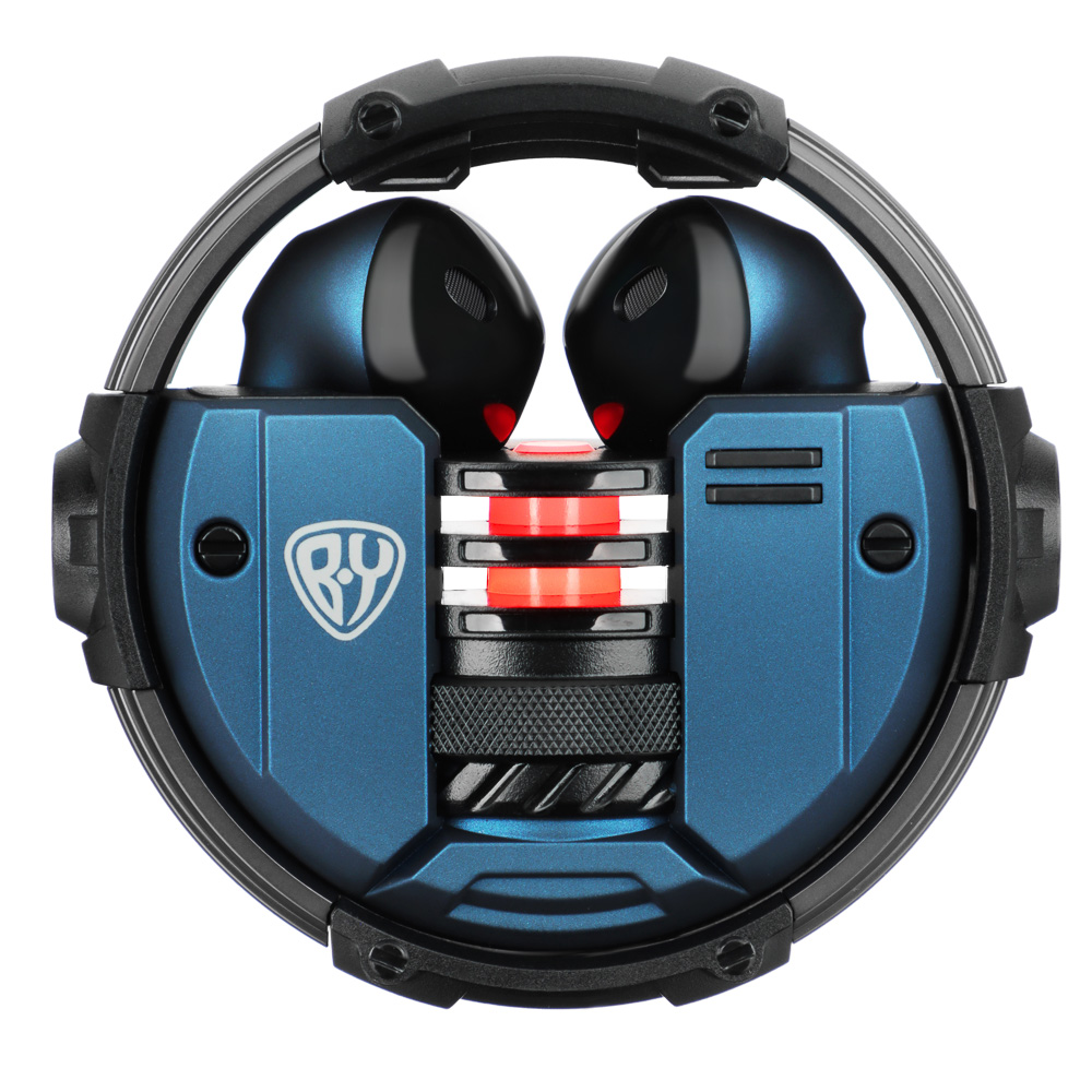 BY Наушники беспроводные TWS Герои ПЕРЕСВЕТ вкладыши, металл., черно-синий, BT5.3, 30/300 mAh., арт.№ 410-259