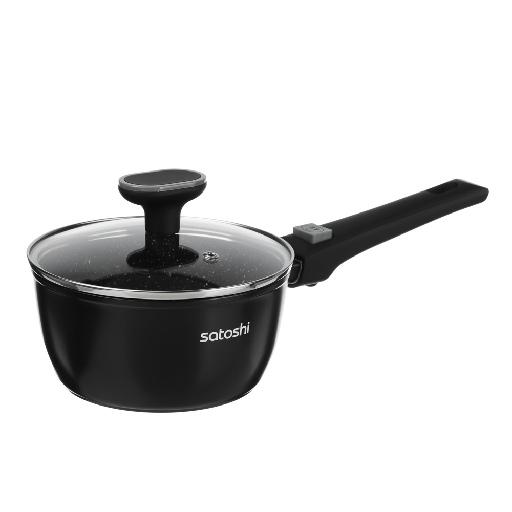 Набор посуды 19 предметов SATOSHI Оникс, кастрюли 20 см, 24 см, 28 см (2,3 л, 3,8 л, 5,7 л), ковш 16 см (1,3 л), сковорода 24 см, 28 см, индукция, арт.№ 846-749