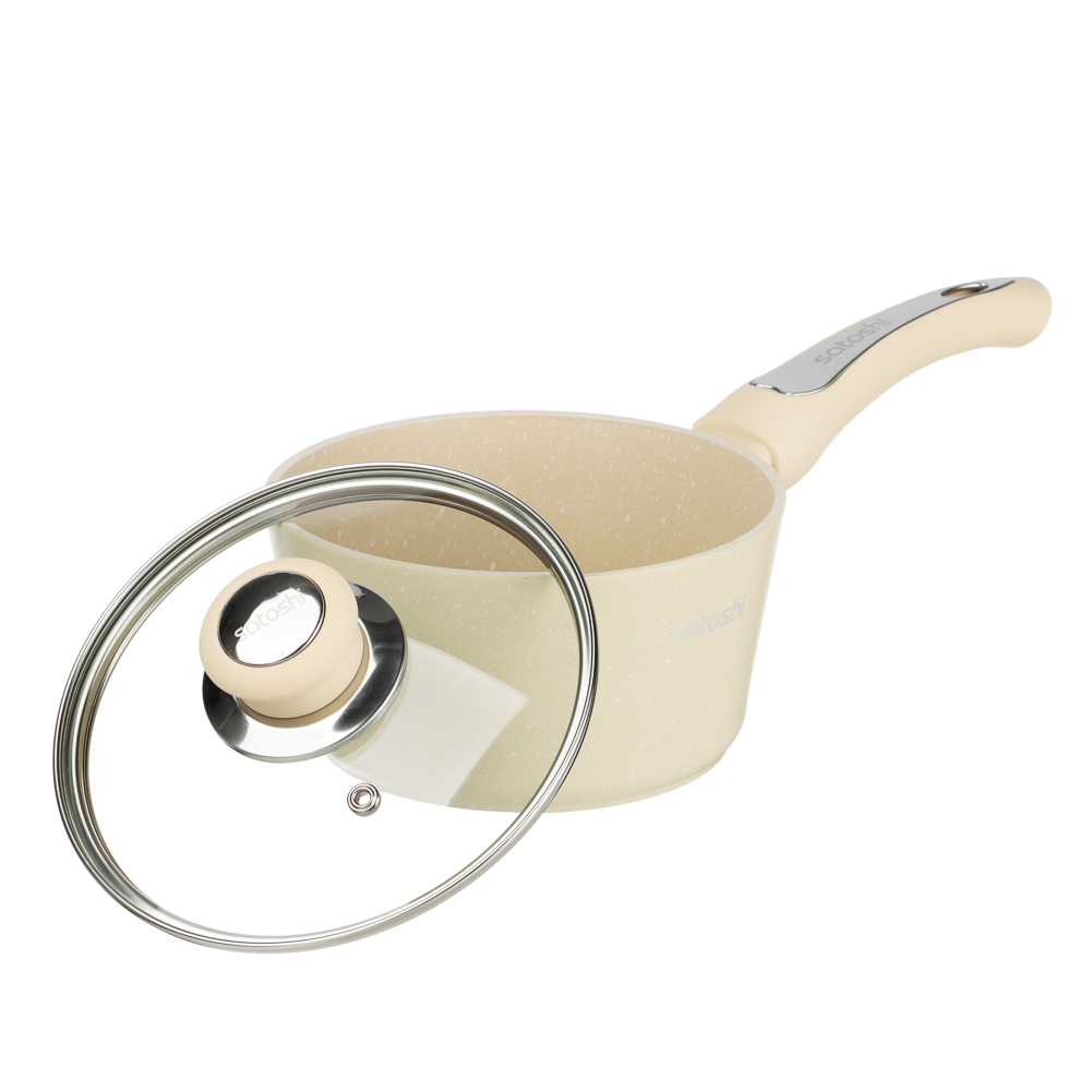 Набор посуды 9 предметов SATOSHI Турин, кастрюли 20 см, 24 см (2,7 л, 4,5 л), ковш 16 см, сковороды 24 см, 28 см, блинная сковорода 24 см, индукция, арт.№ 846-750