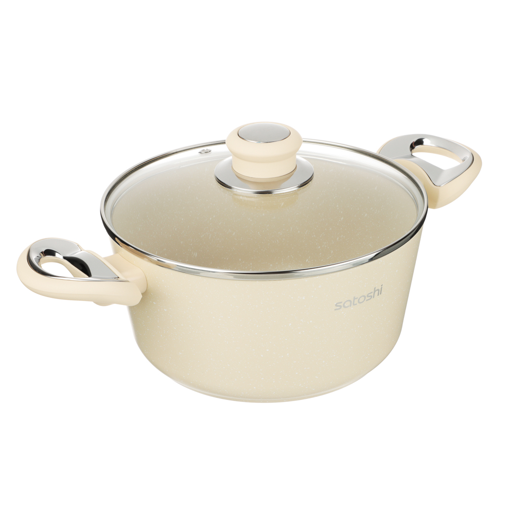 Набор посуды 9 предметов SATOSHI Турин, кастрюли 20 см, 24 см (2,7 л, 4,5 л), ковш 16 см, сковороды 24 см, 28 см, блинная сковорода 24 см, индукция, арт.№ 846-750