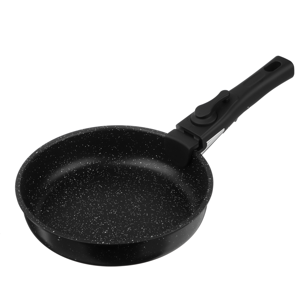 Набор посуды SATOSHI Анси 3 предмета, сковорода 20 см, 24 см+съемная ручка, антиприг. покрытие мрамор, индукция, арт.№ 846-752