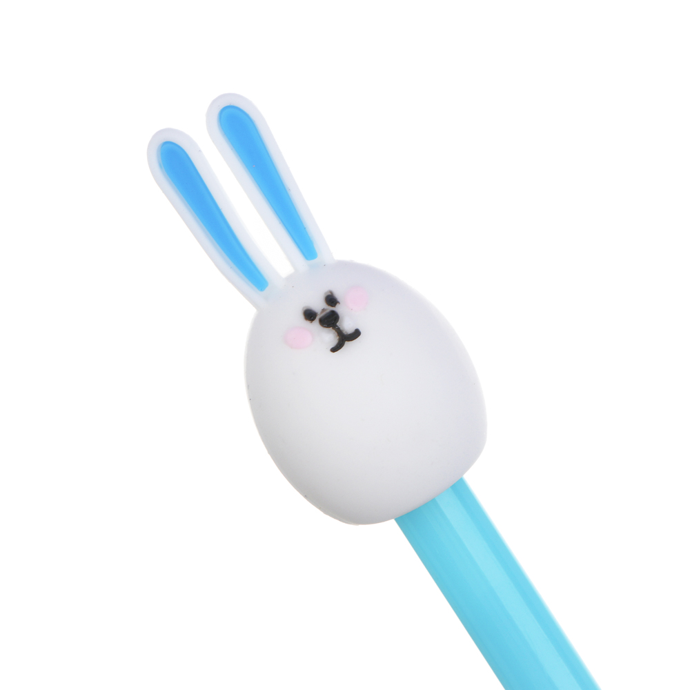 Ручка гелевая синяя, с наконечником в форме головы зайчика, 4 цвета, арт.№ 591-198