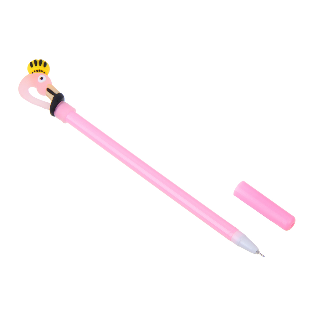 Ручка гелевая синяя, с наконечником в форме фламинго с короной, 4 дизайна, арт.№ 591-199