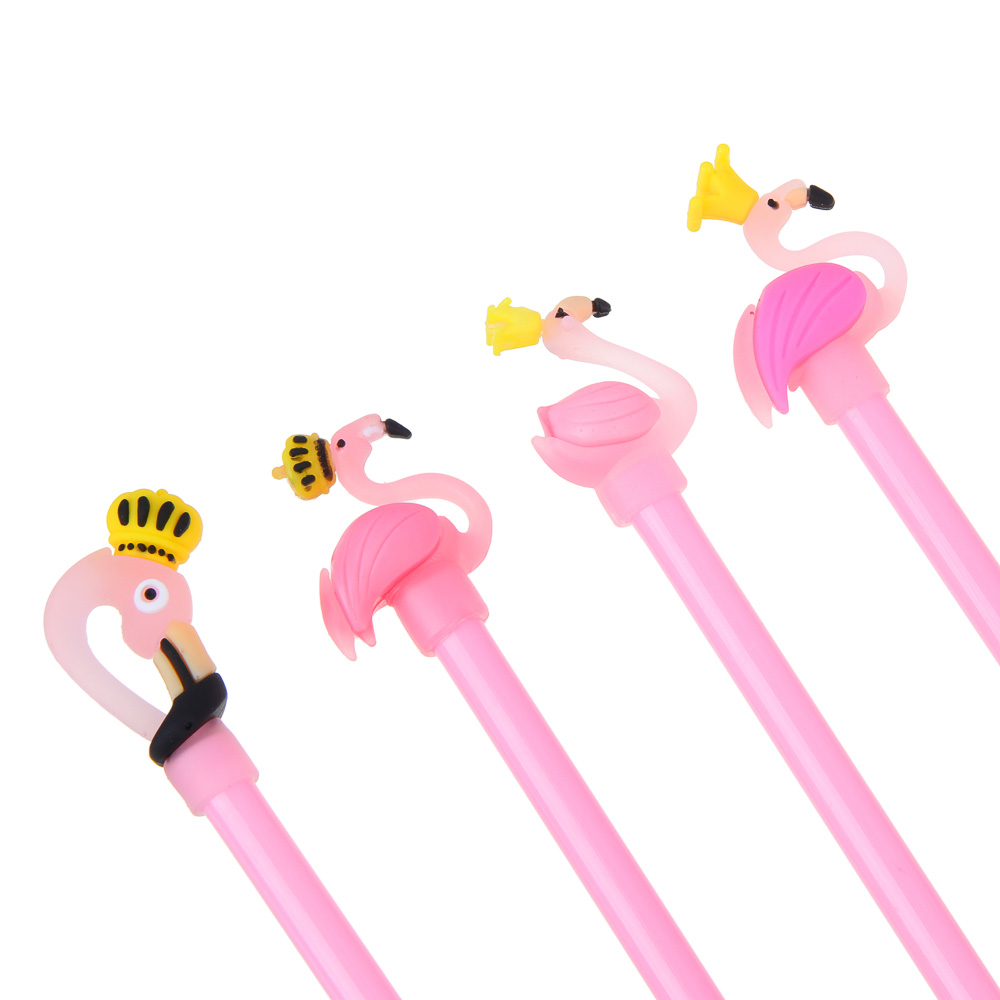 Ручка гелевая синяя, с наконечником в форме фламинго с короной, 4 дизайна, арт.№ 591-199