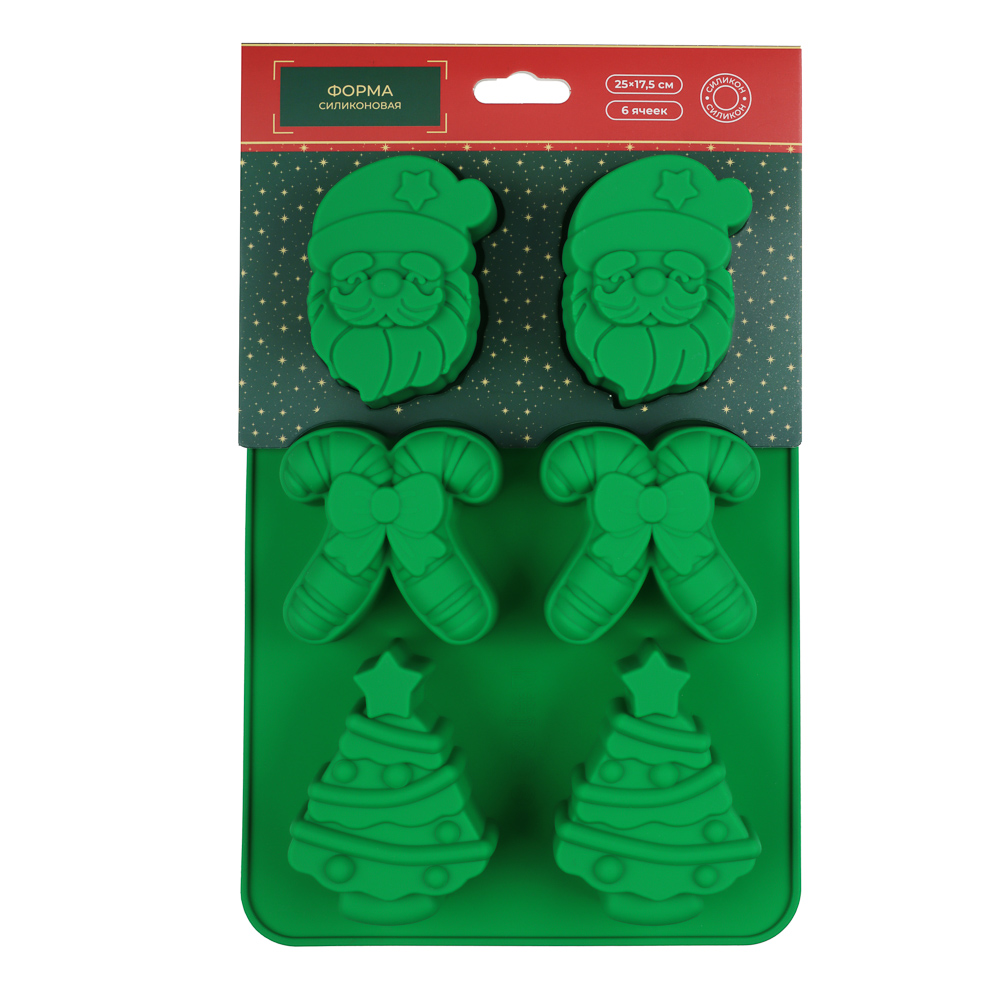 Новогодняя коллекция Щелкунчик Форма силиконовая 6 ячеек, 25х17,5см, 2 цвета, арт.№ 856-222
