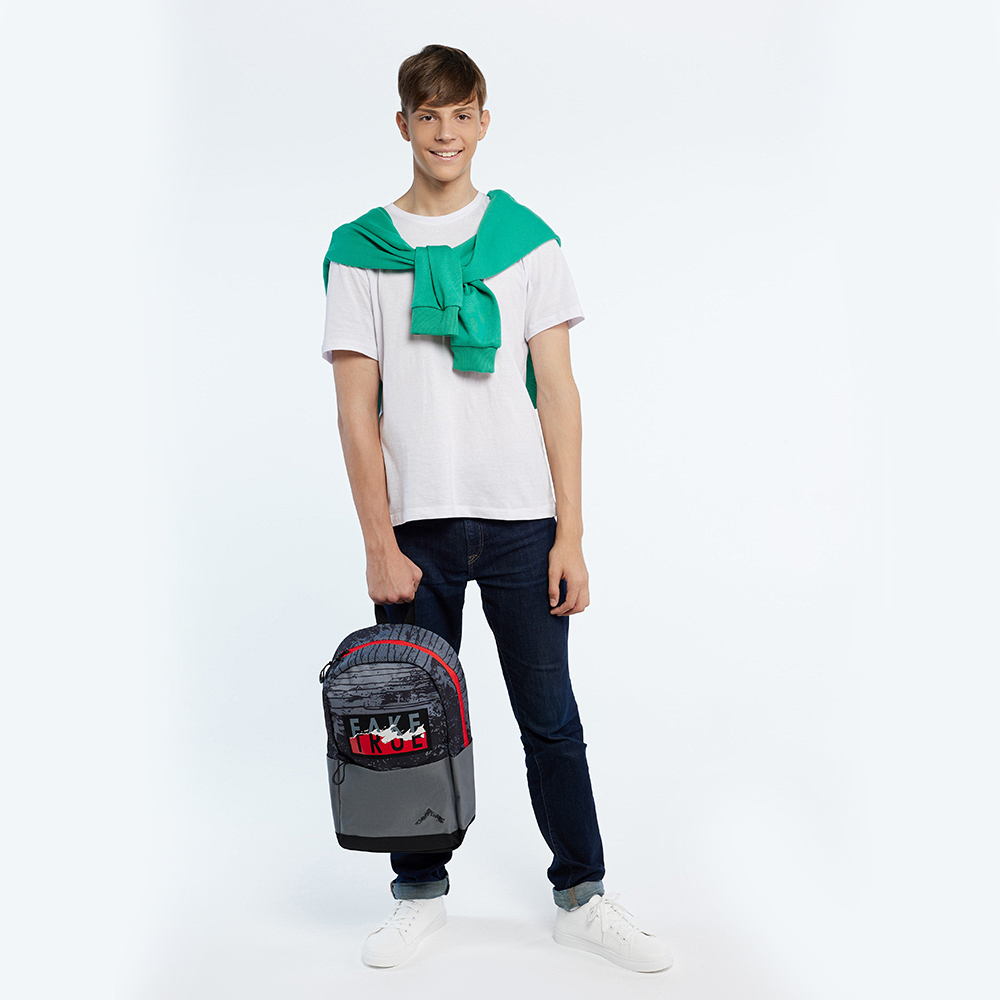 Рюкзак подростковый, 44x24,5x14см, "Фейк/Тру", 1 отд., 4 кармана, верх из фактурного ПЭ, арт.№ 254-679