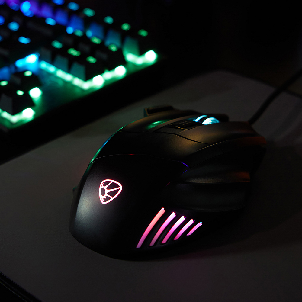 BY Игровая мышь проводная Machinegun 7000dpi,7D,A725F,RGB,220см, арт.№ 405-050