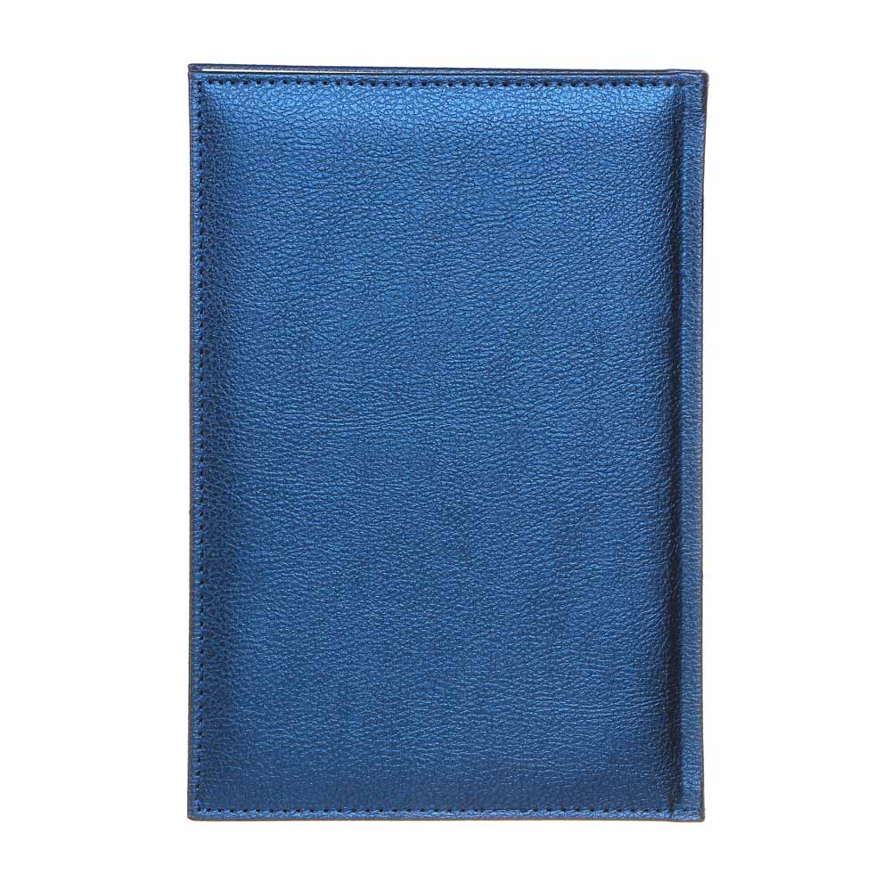 Ежедневник на 2022 "Софт" А5,352стр, твердая обл.с поролоном, аппликация, ПУ, синий металлик, арт.№ 572-074