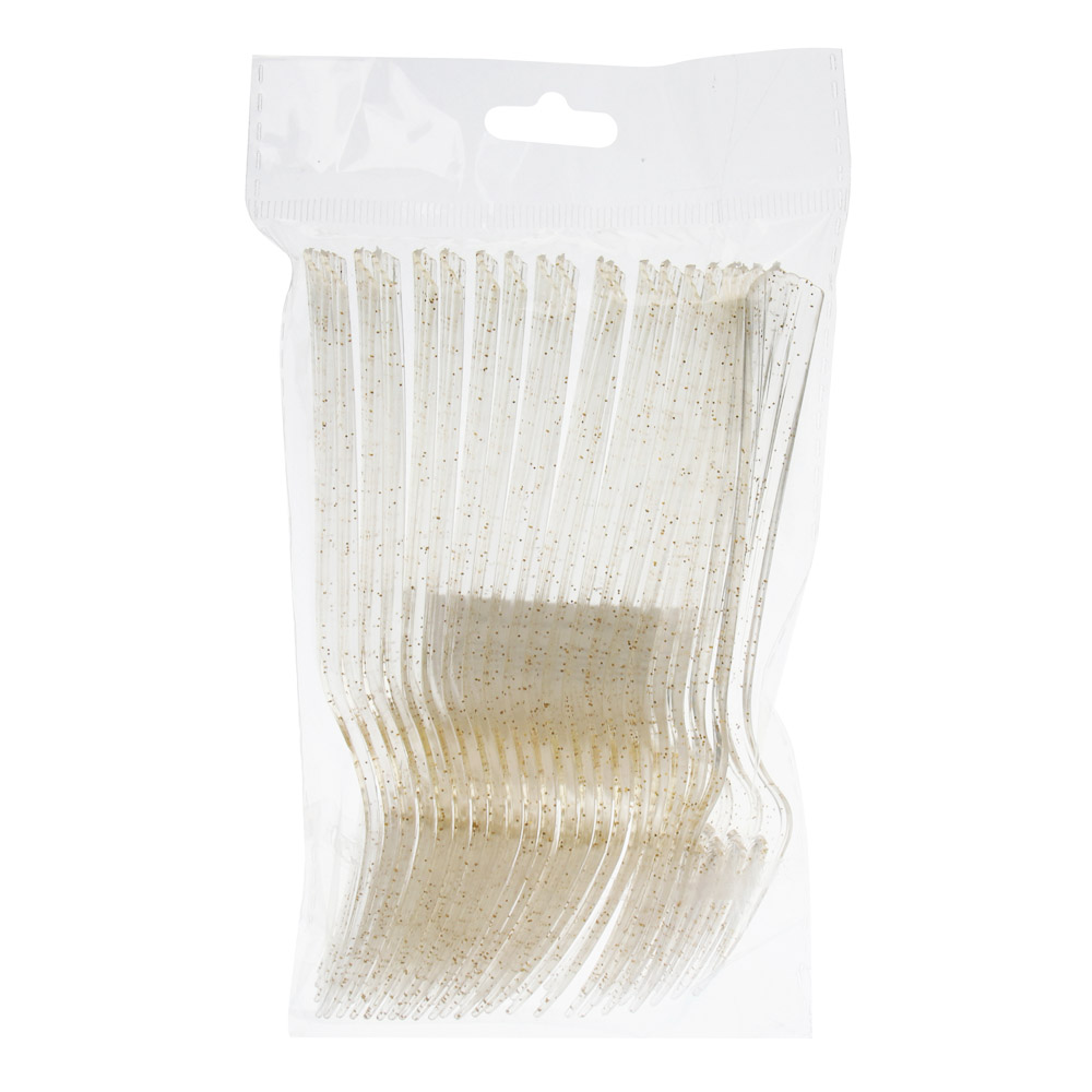 Набор столовых приборов одноразовых тм Fntastic, 20 шт, пластик, золото, вилки, ложки, арт.№ 530-398