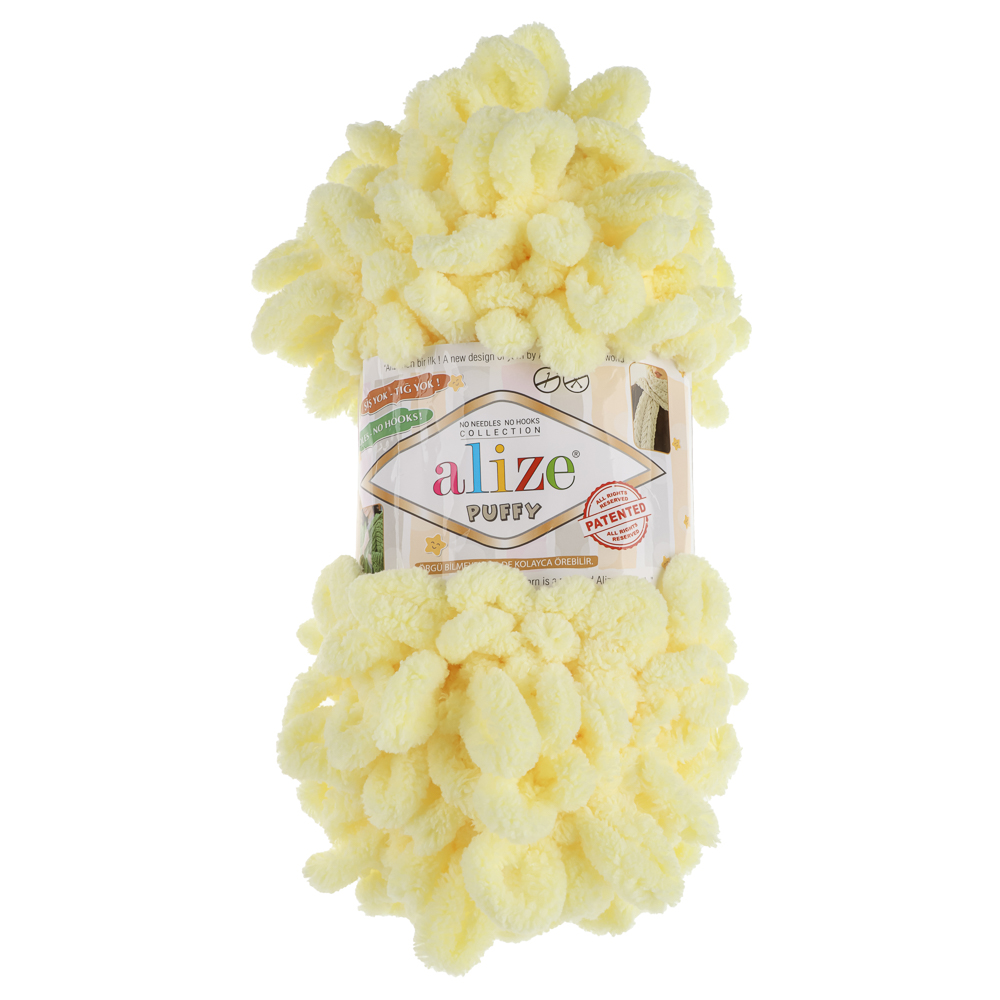 Пряжа Puffy/Ализе 100г/9,5м 100% Микрополиэстер (13-светло-жёлтый), арт.№ 308-318