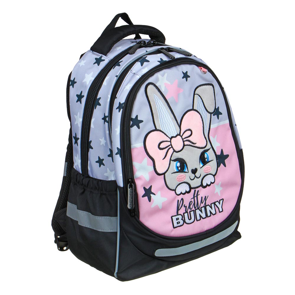 ЗАЙЧИК Рюкзак шк.полужесткий 37х28х14см, 3отд., 2карм., эргон.спинка, нагрудная стяжка, ПЭ, арт.№ 254-467