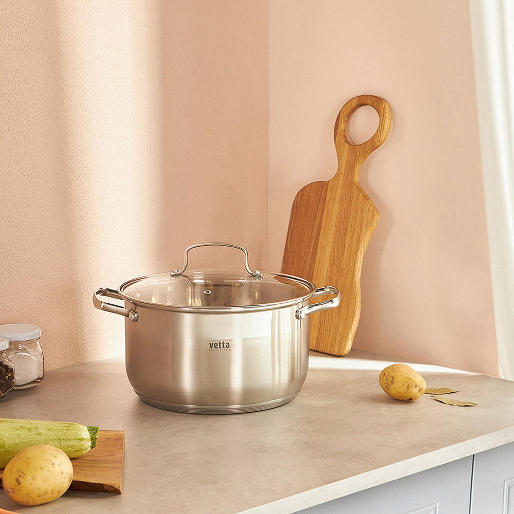 VETTA Берн Кастрюля 24х14см. 6,1л. со стекл. крышкой, индукция, арт.№ 822-102