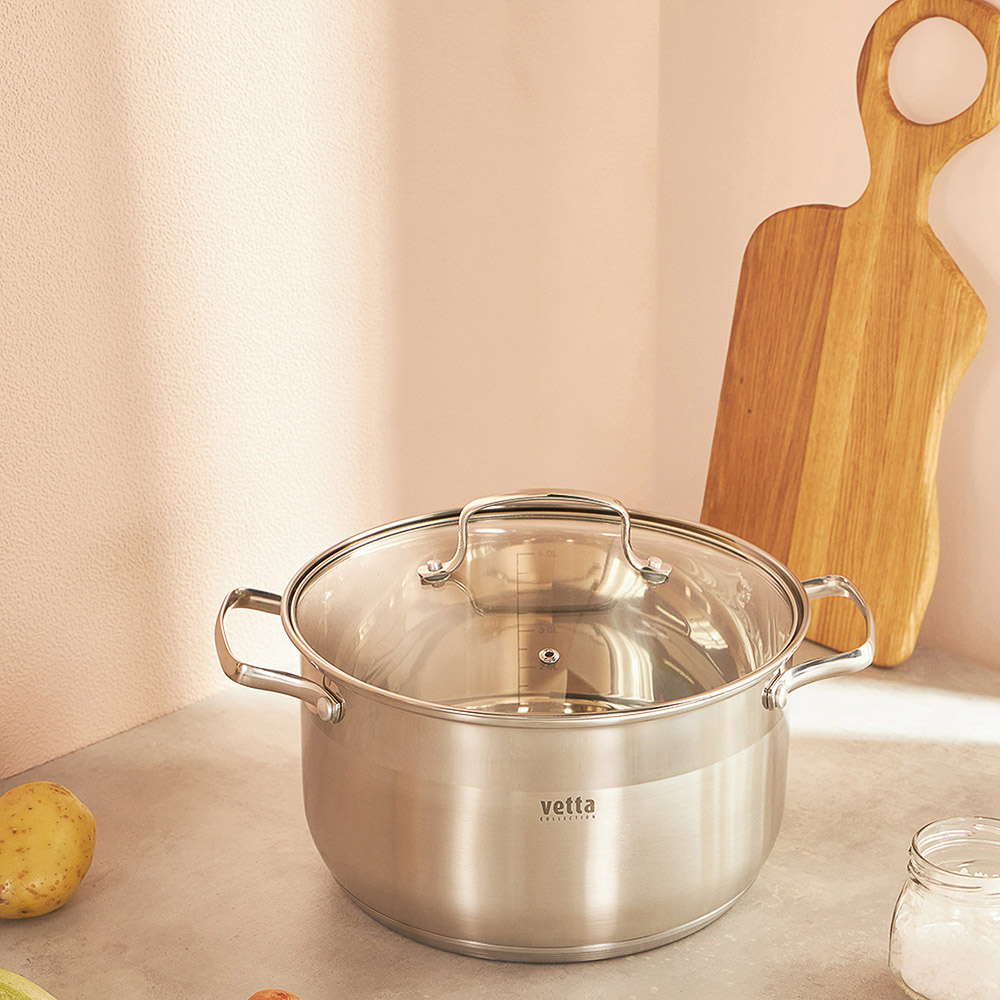 VETTA Берн Кастрюля 24х14см. 6,1л. со стекл. крышкой, индукция, арт.№ 822-102