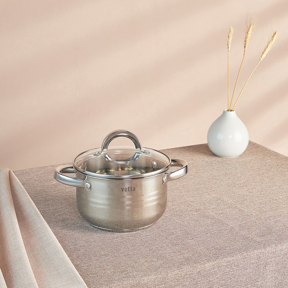 VETTA Фултон Кастрюля 20х11,5см, 2,9л, со стекл. крышкой, индукция, арт.№ 822-113