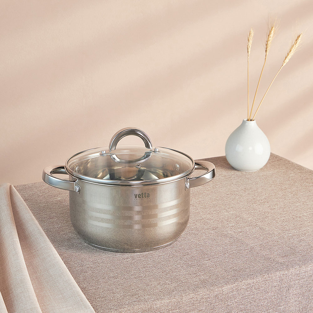 VETTA Фултон Кастрюля 22х12,5см, 4,0л, со стекл. крышкой, индукция, арт.№ 822-114