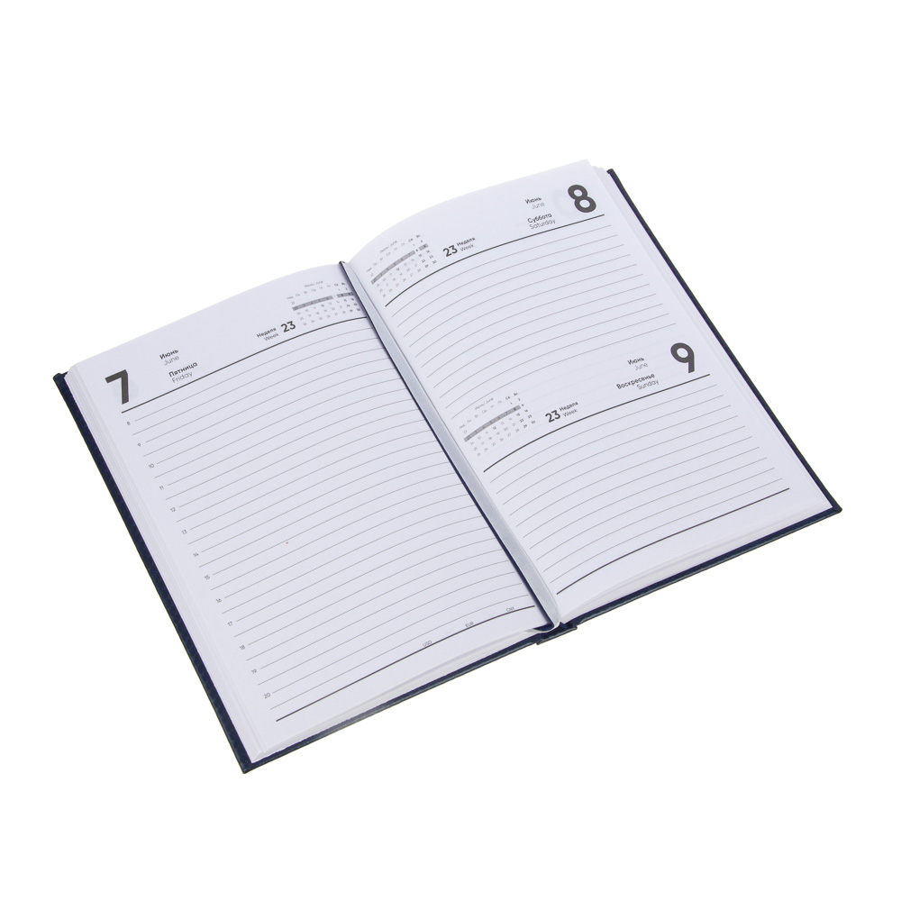 Ежедневник на 2024 "БИЗНЕС" А5, 352 стр., тв.обл.с поролоном, искусственная кожа, синий, арт.№ 572-131