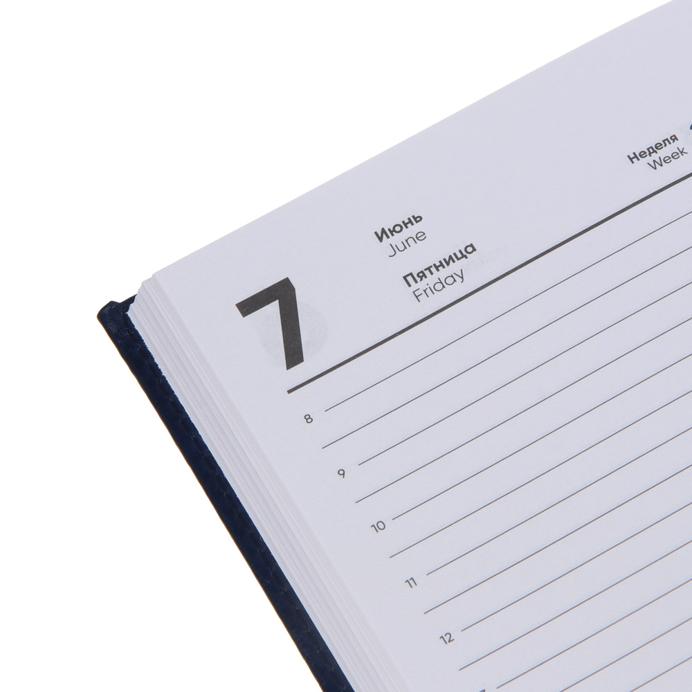 Ежедневник на 2024 "БИЗНЕС" А5, 352 стр., тв.обл.с поролоном, искусственная кожа, синий, арт.№ 572-131