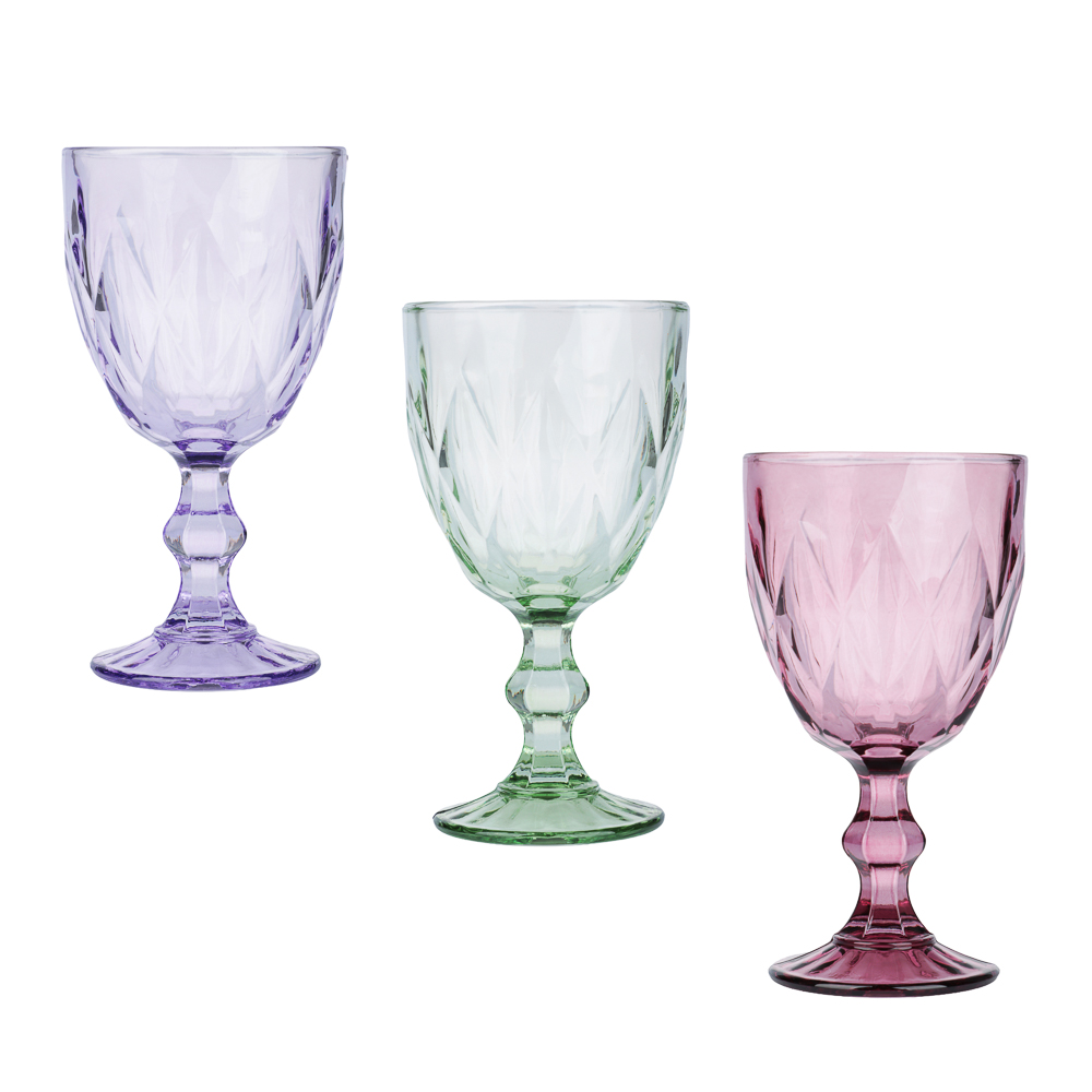 Бокал для вина тм MILLIMI Ромб, 320мл, стекло, цвет, арт.№ 878-710