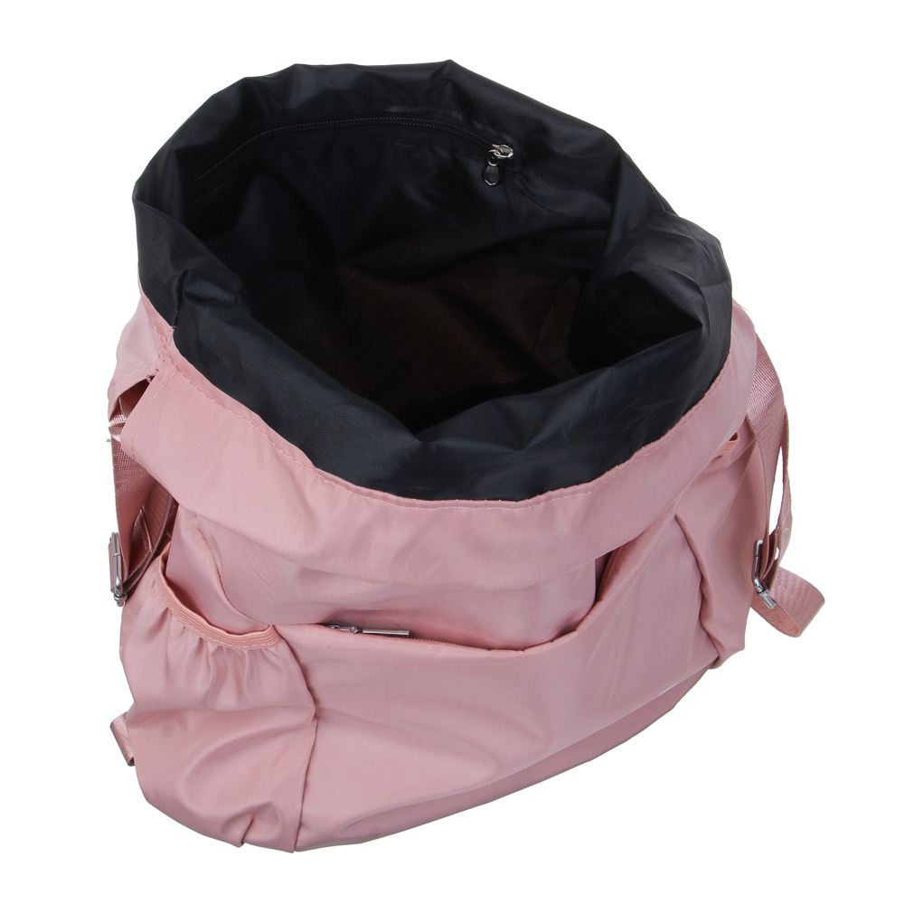 Рюкзак - мешок 41х31х14см, 1 отд.на завязке, 4 кармана, широкий ремень, нейлон, розовый, арт.№ 593-006