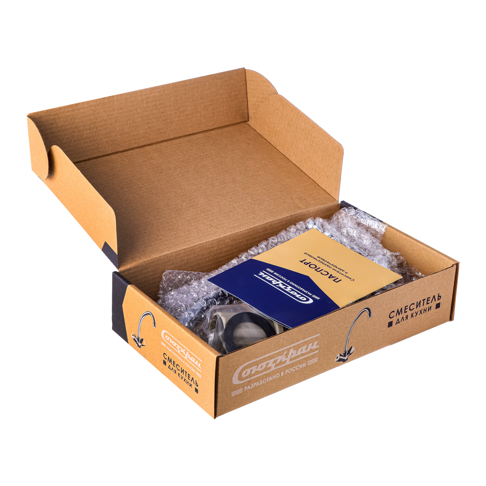 СоюзКран Смеситель для кухни, поворотный излив 20см, керам. кран-буксы 1/2, хром, цинк, SK01-T204, арт.№ 567-063