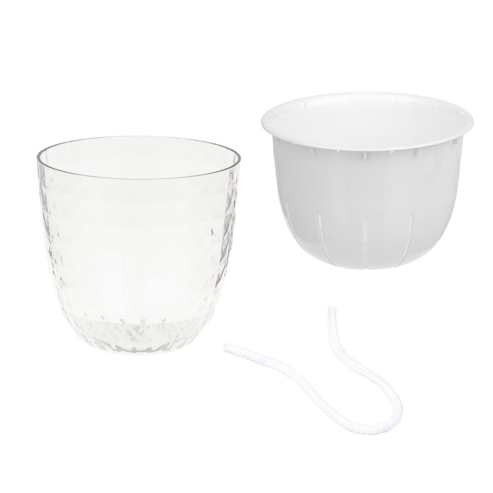 INBLOOM Кашпо 11х11см Кристалл, PET+PP, арт.№ 164-376