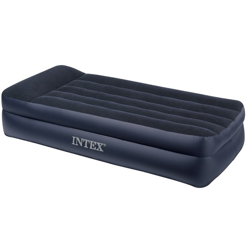 INTEX Матрас надувной PILLOW REST с подголовником, встр.электронасос, 203х152х42см, до 272кг, 64124, арт.№ 108-008
