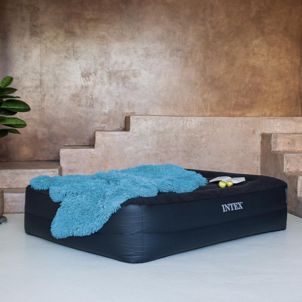 INTEX Матрас надувной PILLOW REST с подголовником, встр.электронасос, 203х152х42см, до 272кг, 64124, арт.№ 108-008