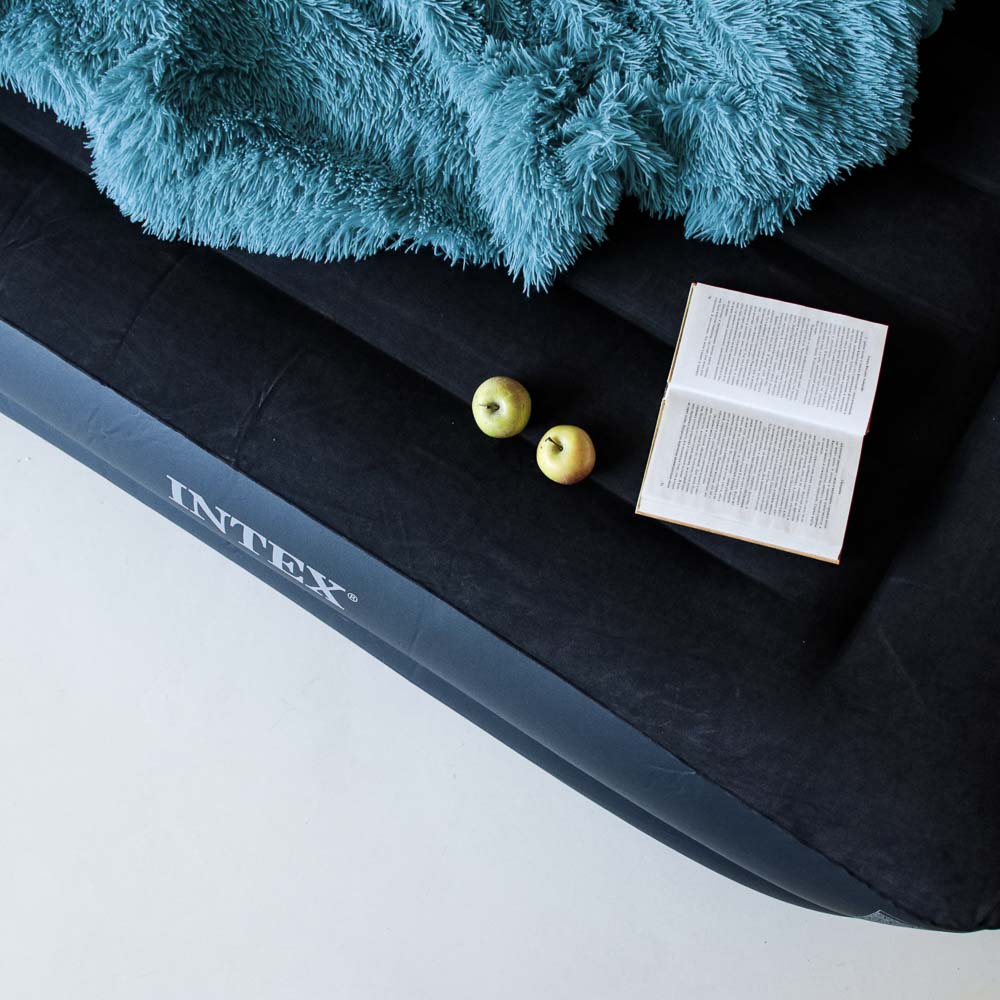 INTEX Матрас надувной PILLOW REST с подголовником, встр.электронасос, 203х152х42см, до 272кг, 64124, арт.№ 108-008