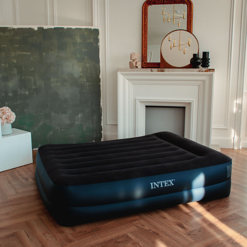 INTEX Матрас надувной PILLOW REST с подголовником, встр.электронасос, 203х152х42см, до 272кг, 64124, арт.№ 108-008