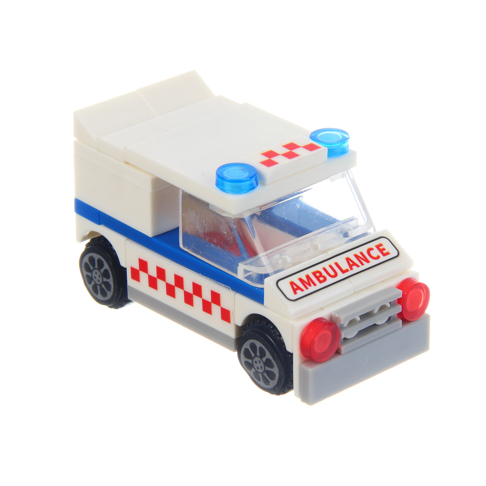 ИГРОЛЕНД Конструктор "Городские машинки", пластик бокс, 9х4,5х6 см, ABS, 8 видов, арт.№ 265-681