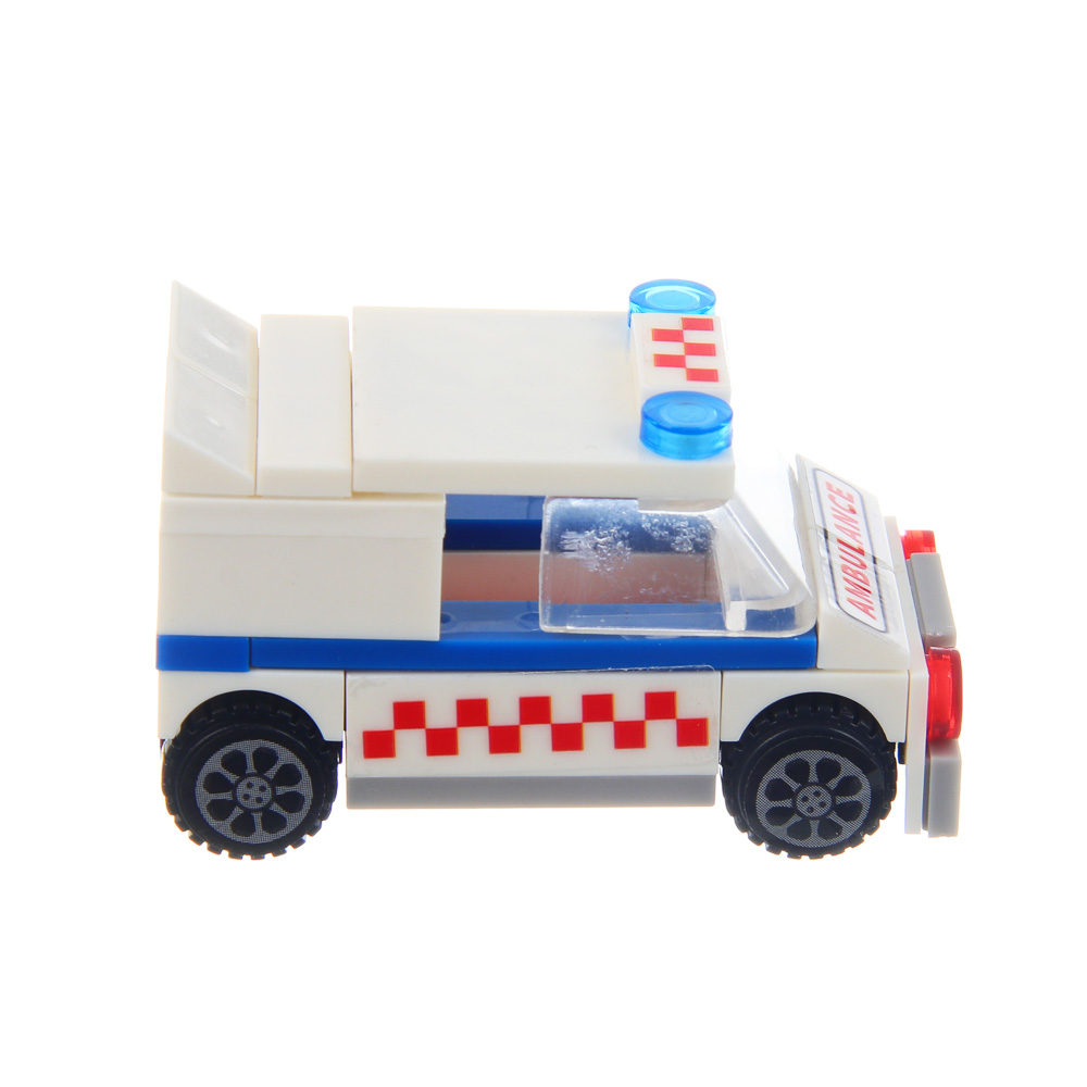 ИГРОЛЕНД Конструктор "Городские машинки", пластик бокс, 9х4,5х6 см, ABS, 8 видов, арт.№ 265-681