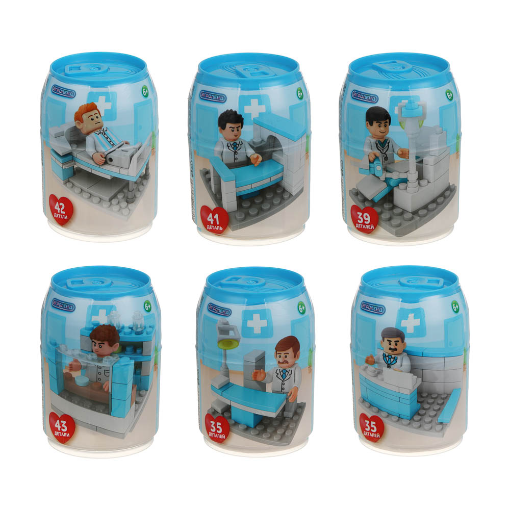 Конструктор "Городская больница" 6 в 1, в банке, ABS, тм ИГРОЛЕНД, арт.№ 858-087