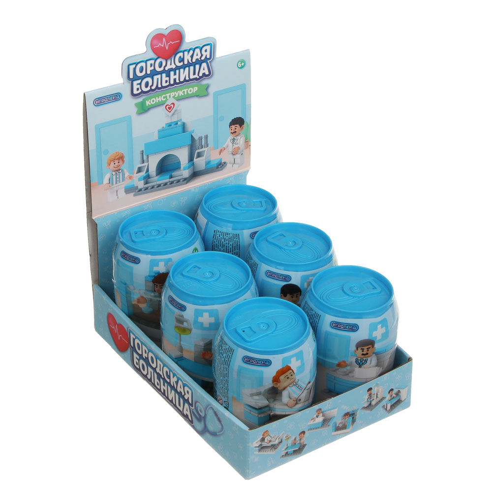 Конструктор "Городская больница" 6 в 1, в банке, ABS, тм ИГРОЛЕНД, арт.№ 858-087