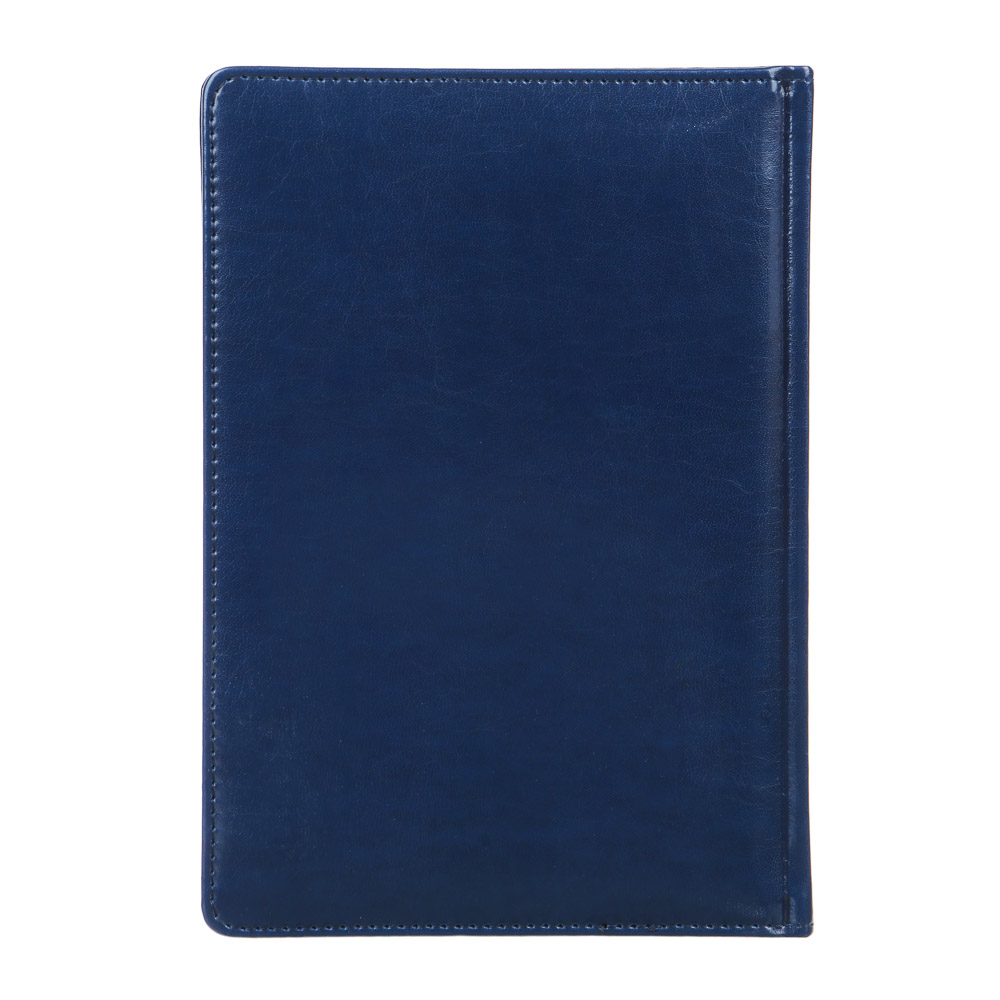 Ежедневник на 2024 "ПРЕСТИЖ" А5, 352 стр., тв.обл.с поролоном, иск.кожа, цв.срез, тонир.блок, синий, арт.№ 572-140