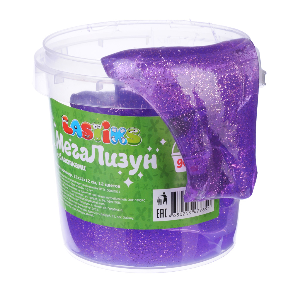 LASTIKS МегаЛизун, ведро 900г, полимер, 12х12х12 см, 6 цветов, арт.№ 218-020