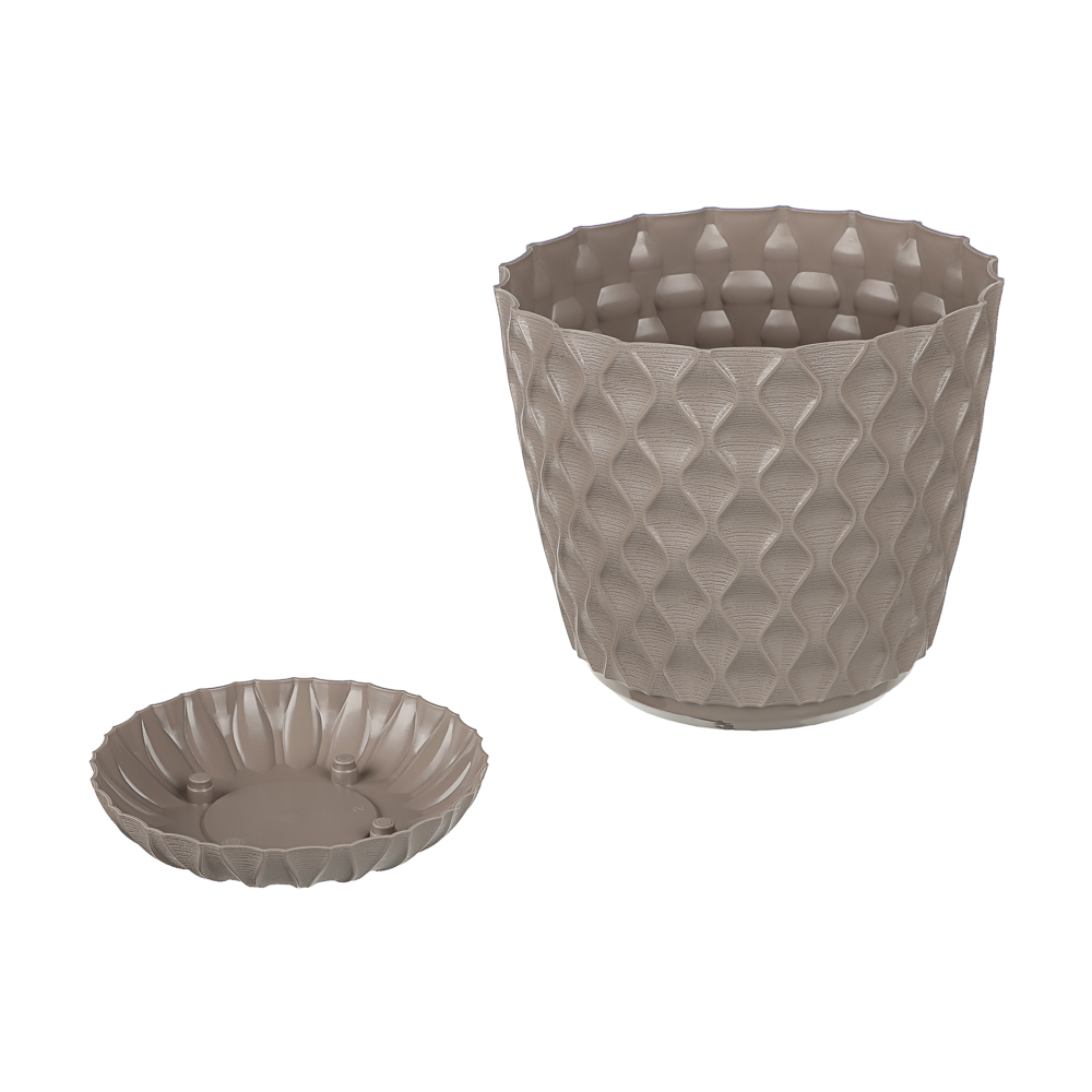 Горшок для цветов с поддоном "Wave", 2.5 л, d=17.5 см, микс цветов, арт.№ 164-413