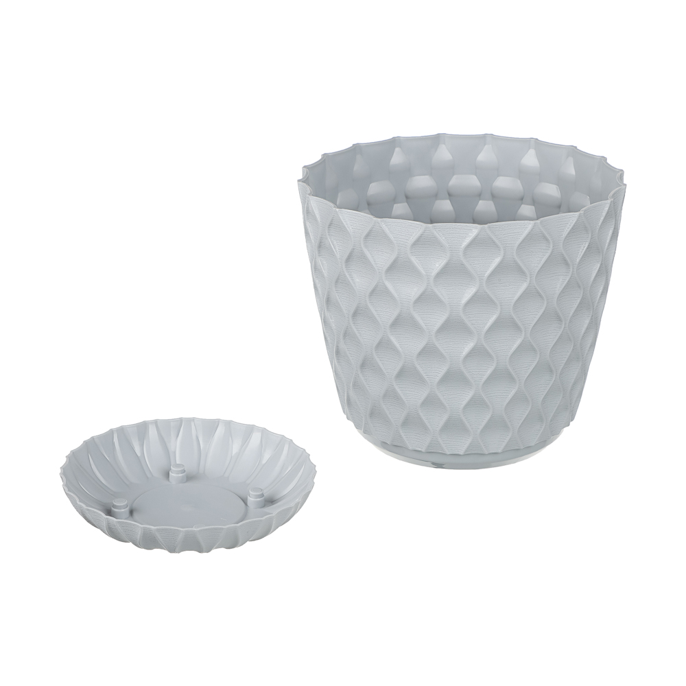 Горшок для цветов с поддоном "Wave", 2.5 л, d=17.5 см, микс цветов, арт.№ 164-413