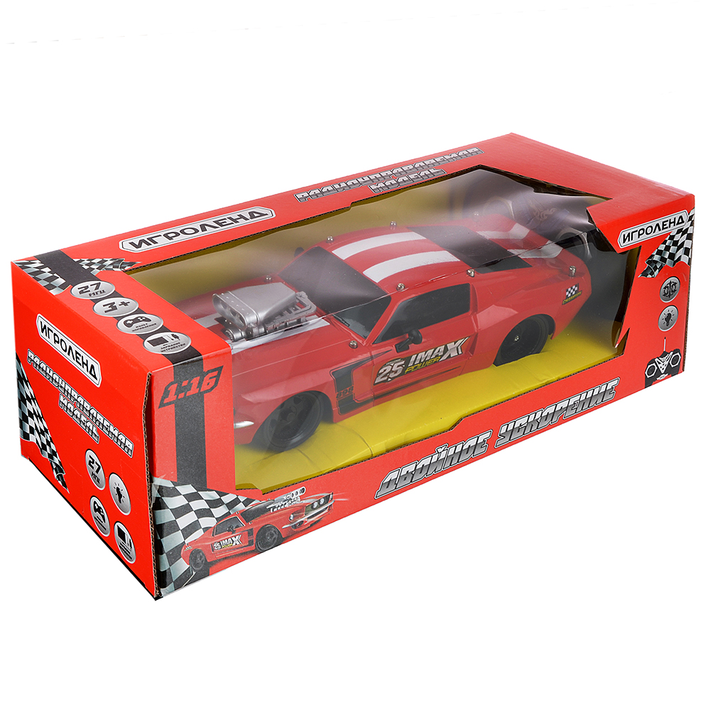 ИГРОЛЕНД Машина радиоуправляемая "Двойное ускорение", АКБ, ЗУ, ABS, 37х15,7х13,4см, арт.№ 293-042