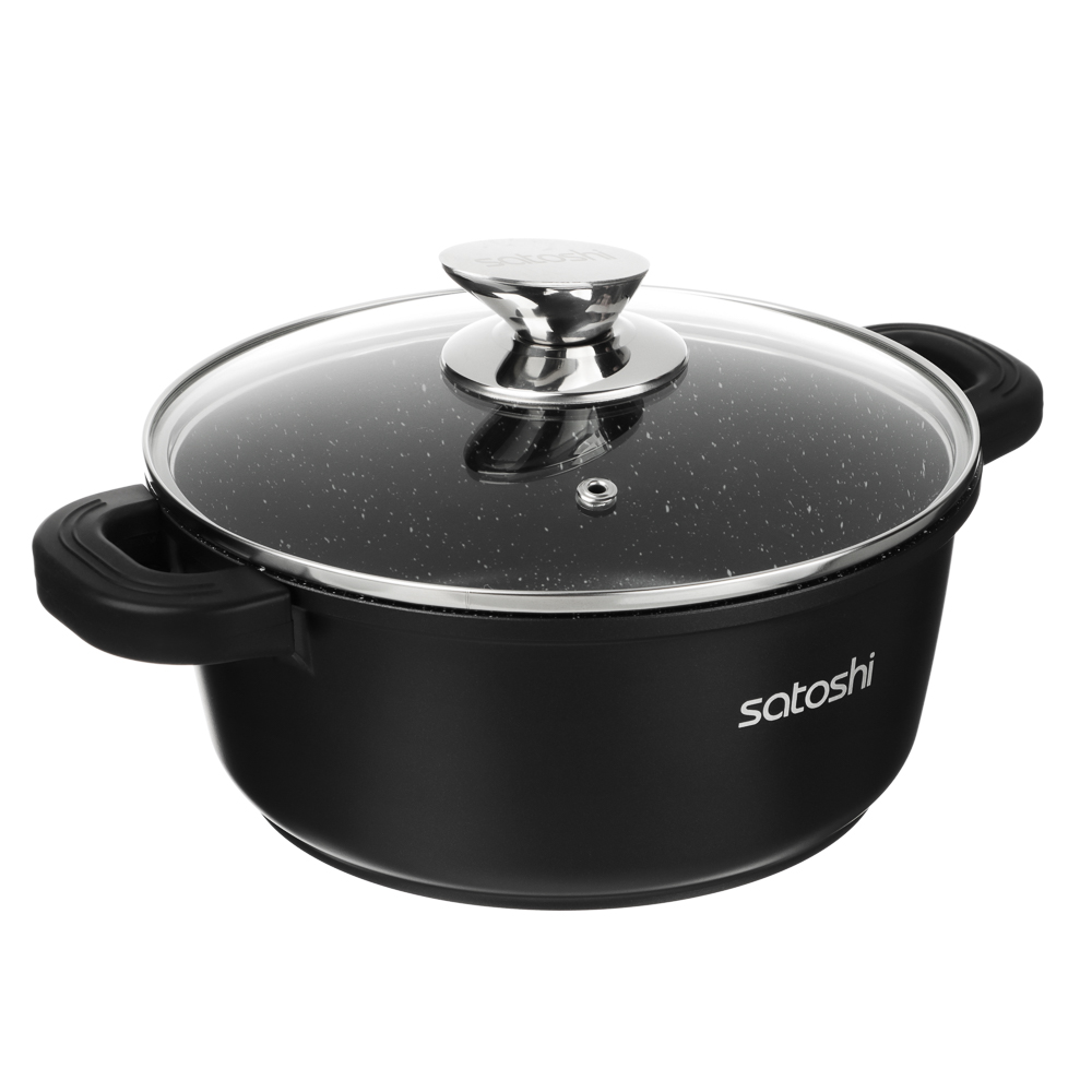 Набор посуды 6 предметов SATOSHI Лион, кастрюли с крышками 20 см, 24 см, 26 см (2,4 л, 4,5 л, 5,3 л), индукция, арт.№ 846-755