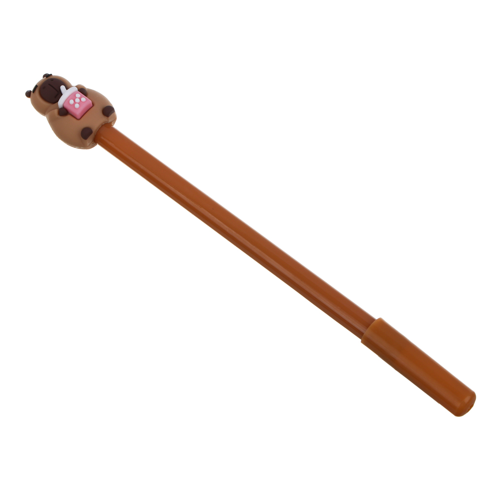 Ручка гелевая синяя, с наконечником в форме капибары, 4 дизайна, арт.№ 591-204