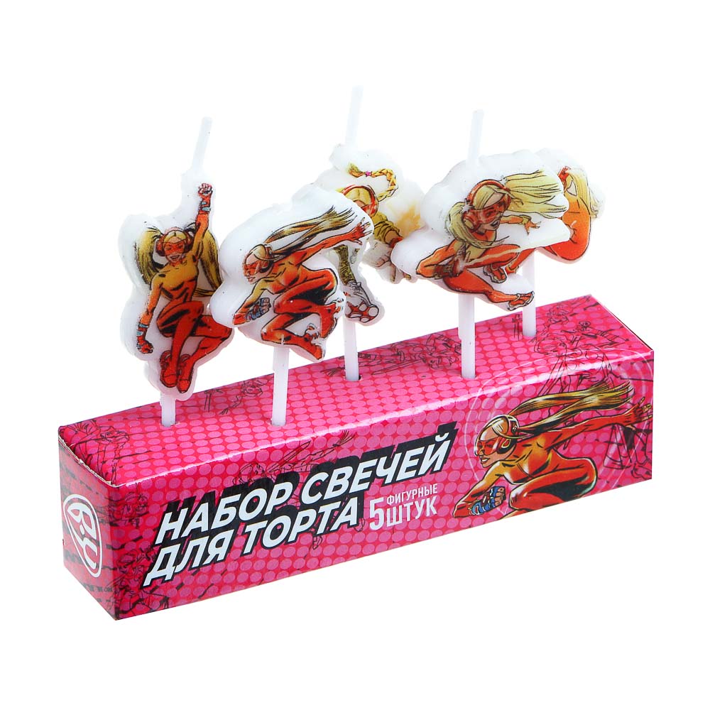 BY Супергерои вселенной Набор формовых свечей 5шт, 10х8х2 см, 2 дизайна, арт.№ 585-044