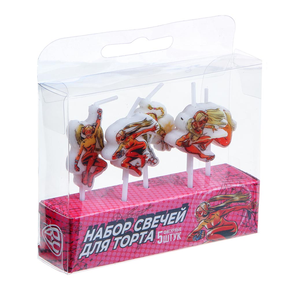 BY Супергерои вселенной Набор формовых свечей 5шт, 10х8х2 см, 2 дизайна, арт.№ 585-044