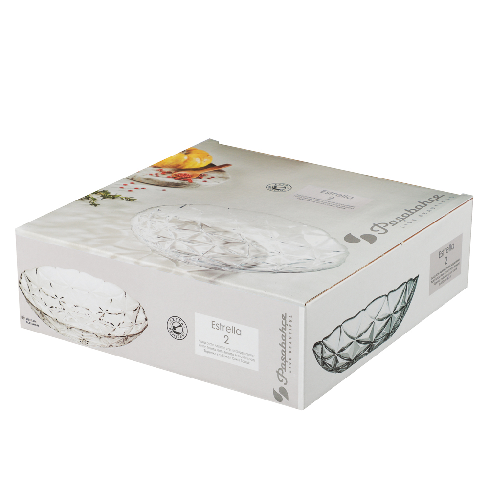 PASABAHCE Эстрелла Тарелка глубокая 2 шт 220мм, стекло, инд. Упаковка, арт.№ 877-763