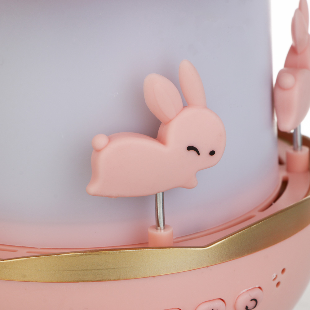 Светильник-ночник проектор BY Карусель, 6 проекций, акб. 1200mAh, USB 5В, розовый, арт.№ 476-459