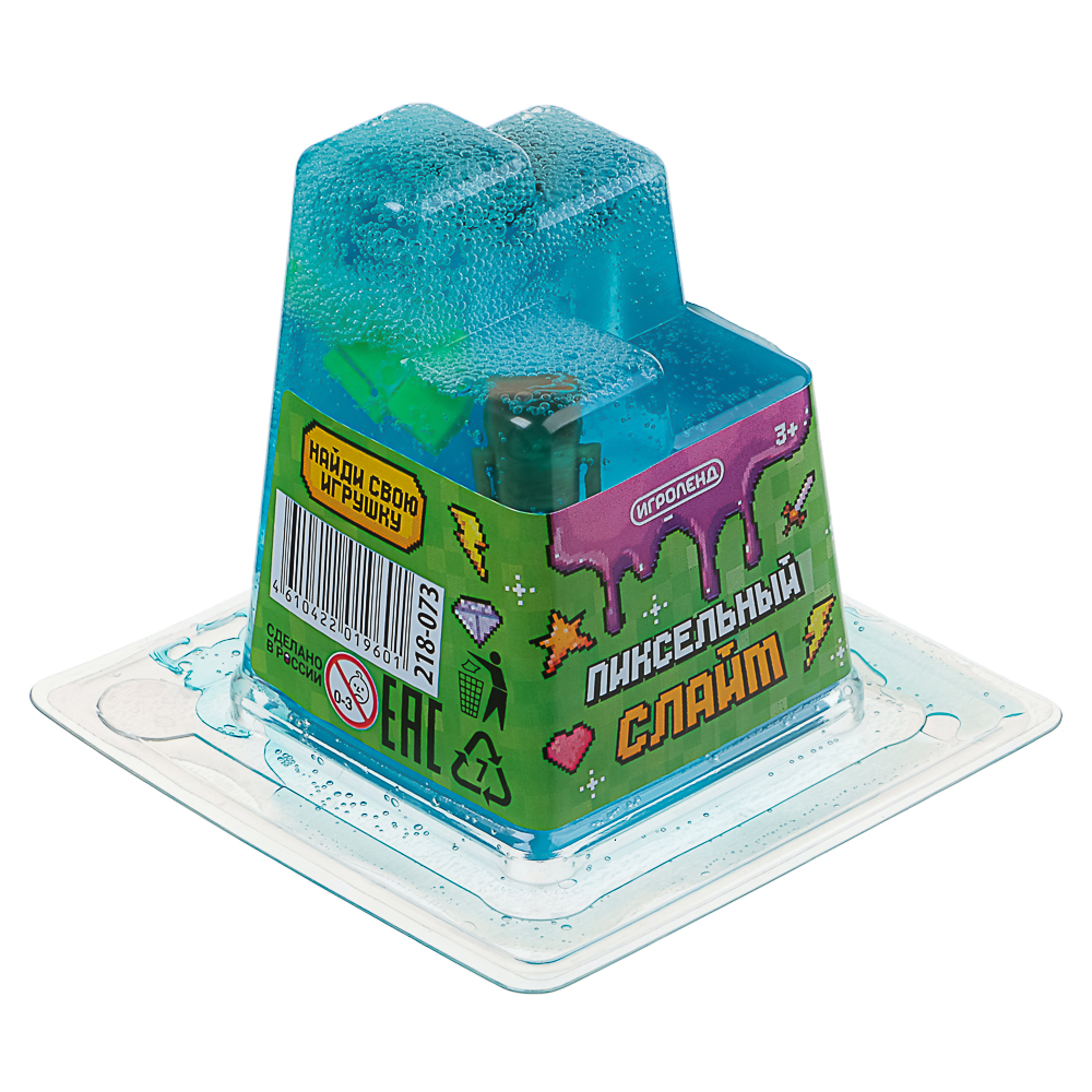 ИГРОЛЕНД Игрушка для детей из полимерных пластичных масс, "Пиксельный Слайм" 150 мл, с фиг., 4 диз., арт.№ 218-073