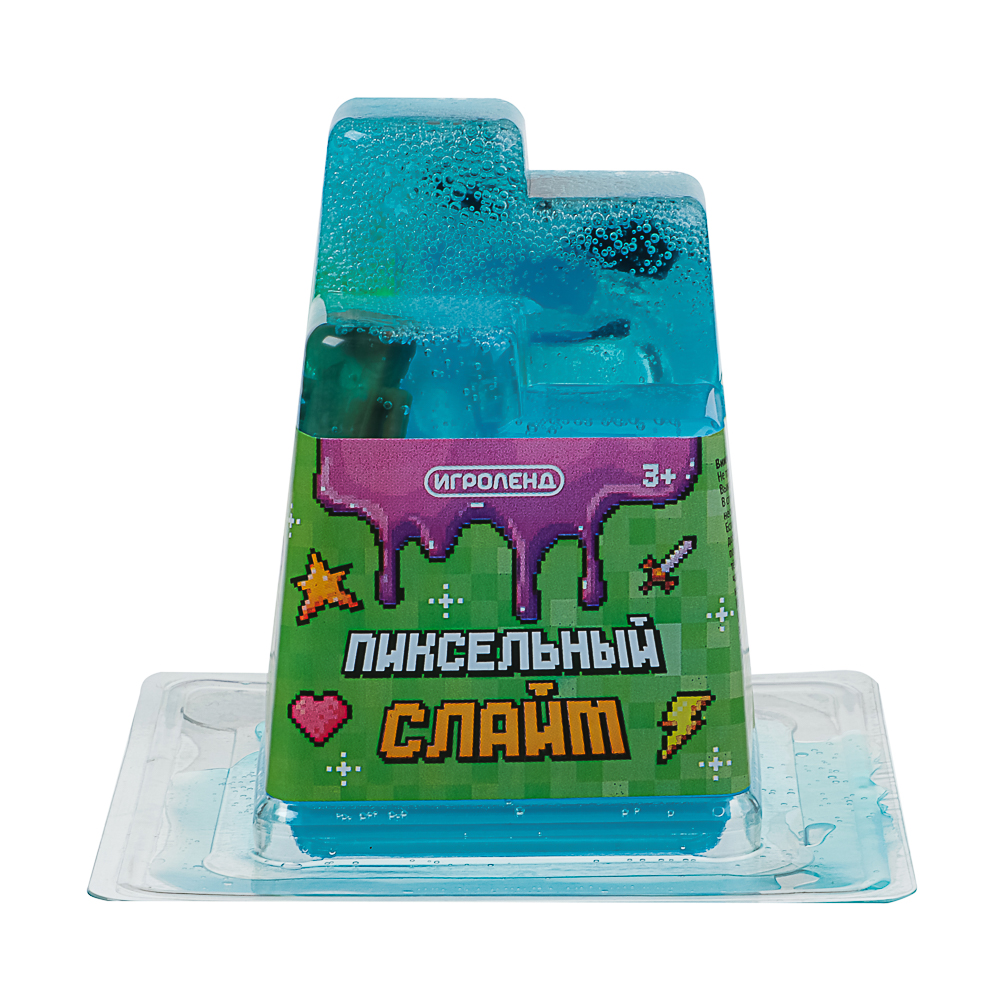 ИГРОЛЕНД Игрушка для детей из полимерных пластичных масс, "Пиксельный Слайм" 150 мл, с фиг., 4 диз., арт.№ 218-073
