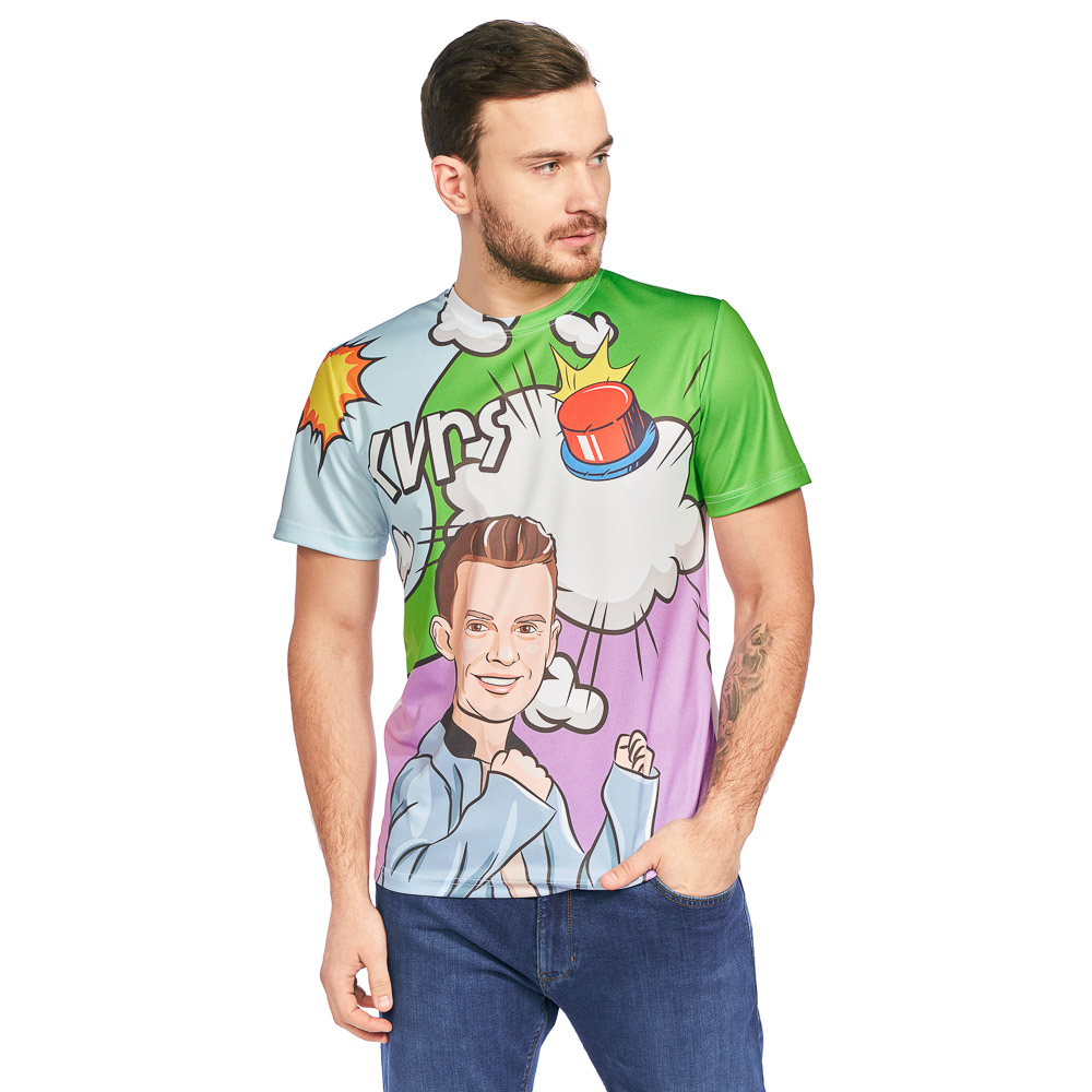 Футболка спортивная для взрослых «КИРЯ», размер 3XL, 100% полиэстер, комикс, арт.№ 006-029